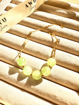 Green Aventurine 5 Stone Paperclip Chain Bracelet