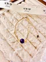 Amethyst Half Cuban Half Paperclip Chain Bracelet