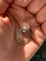 Naomi- Oval Cut Lab Grown Diamond Hidden Halo on Trio Pave Band Engagement Ring