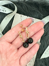 Black Obsidian (Gold Sheen) U Link Earrings