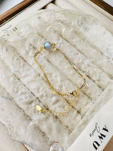 Labradorite Half Cuban Half Paperclip Chain Bracelet