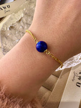 Lapis Lazuli Half Cuban Half Paperclip Chain Bracelet