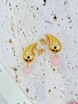 Rose Quartz Tear Drop Earrings