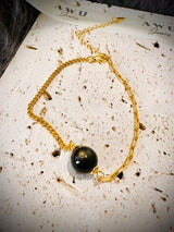 Black Obsidian (Gold Sheen) Half Cuban Half Paperclip Chain Bracelet