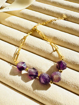 Amethyst 5 Stone Paperclip Chain Bracelet