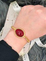 Carnelian Cuban Curb Link Bracelet