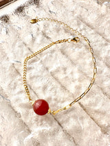 Carnelian Half Cuban Half Paperclip Chain Bracelet
