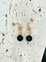 Black Obsidian (Gold Sheen) U Link Earrings