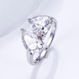 Pear and Heart Toi et Moi Moissanite Engagement Ring