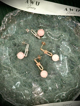Rose Quartz U Link Earrings