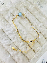 Labradorite Half Cuban Half Paperclip Chain Bracelet