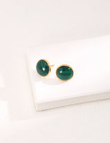 Malachite Classic Round Stud Earrings