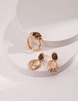 Tiger's Eye Dangle Drop Earrings with Mini Pearl