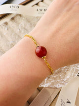 Carnelian Half Cuban Half Paperclip Chain Bracelet