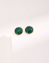 Malachite Classic Round Stud Earrings