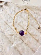 Amethyst Half Cuban Half Paperclip Chain Bracelet