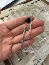 Black Obsidian (Gold Sheen) Half Cuban Half Paperclip Chain Bracelet