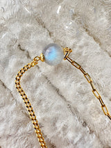 Labradorite Half Cuban Half Paperclip Chain Bracelet
