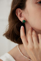 Malachite Classic Round Stud Earrings