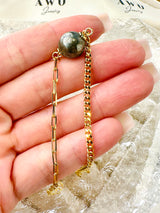 Pyrite Half Cuban Half Paperclip Chain Bracelet
