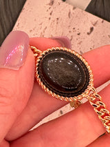 Black Obsidian (Gold Sheen) Cuban Curb Link Bracelet