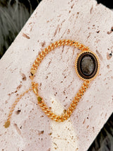 Black Obsidian (Gold Sheen) Cuban Curb Link Bracelet