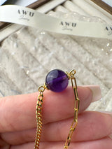 Amethyst Half Cuban Half Paperclip Chain Bracelet