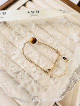 Tiger's Eye Half Cuban Half Paperclip Chain Bracelet