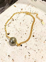 Pyrite Half Cuban Half Paperclip Chain Bracelet