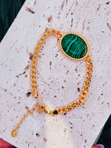 Malachite Cuban Curb Link Bracelet
