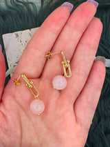 Rose Quartz U Link Earrings