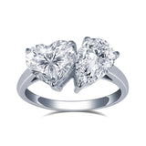 Pear and Heart Toi et Moi Moissanite Engagement Ring
