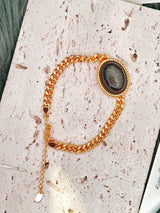 Black Obsidian (Gold Sheen) Cuban Curb Link Bracelet