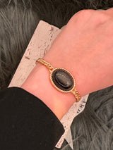 Black Obsidian (Gold Sheen) Cuban Curb Link Bracelet