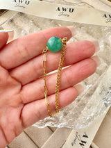 Green Aventurine Half Cuban Half Paperclip Chain Bracelet