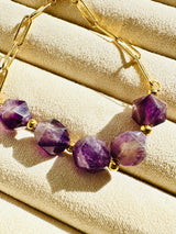 Amethyst 5 Stone Paperclip Chain Bracelet