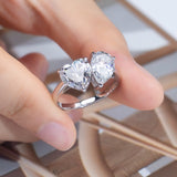 Pear and Heart Toi et Moi Moissanite Engagement Ring