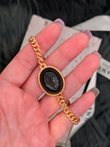 Black Obsidian (Gold Sheen) Cuban Curb Link Bracelet