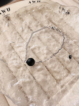 Black Obsidian (Gold Sheen) Half Cuban Half Paperclip Chain Bracelet