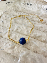 Lapis Lazuli Half Cuban Half Paperclip Chain Bracelet