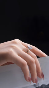 Cecilia - Oval Hidden Pave Basket on Plain Band Two Tone Moissanite Engagement Ring