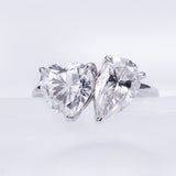Pear and Heart Toi et Moi Moissanite Engagement Ring