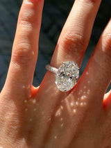 Naomi- Oval Cut Lab Grown Diamond Hidden Halo on Trio Pave Band Engagement Ring