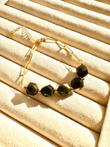 Black Obsidian (Gold Sheen) 5 Stone Paperclip Chain Bracelet