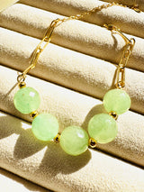 Green Aventurine 5 Stone Paperclip Chain Bracelet