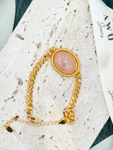 Rose Quartz Cuban Curb Link Bracelet