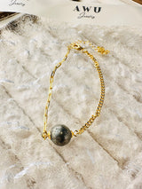 Pyrite Half Cuban Half Paperclip Chain Bracelet