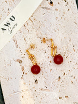 Carnelian U Link Earrings