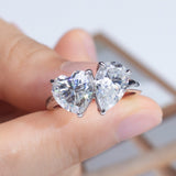 Pear and Heart Toi et Moi Moissanite Engagement Ring