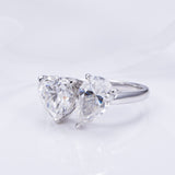 Pear and Heart Toi et Moi Moissanite Engagement Ring